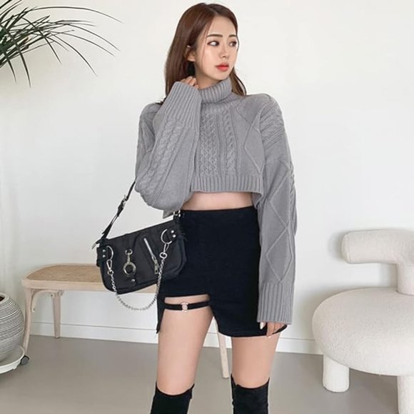 Asymmetric Mini Skirt High Rise Black Skirt Trending Korean Style - Picture 12 of 14